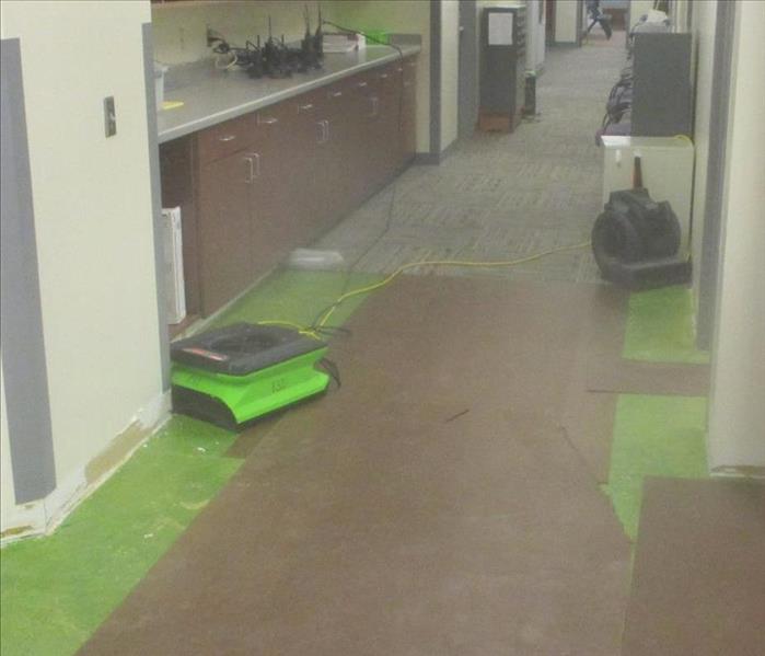 SERVPRO DRY, air movers in hallway