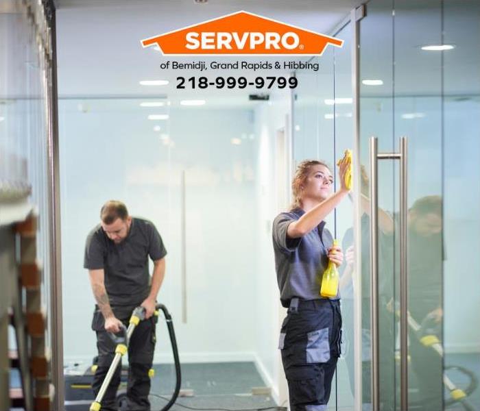 A commercial property is being deep cleaned.